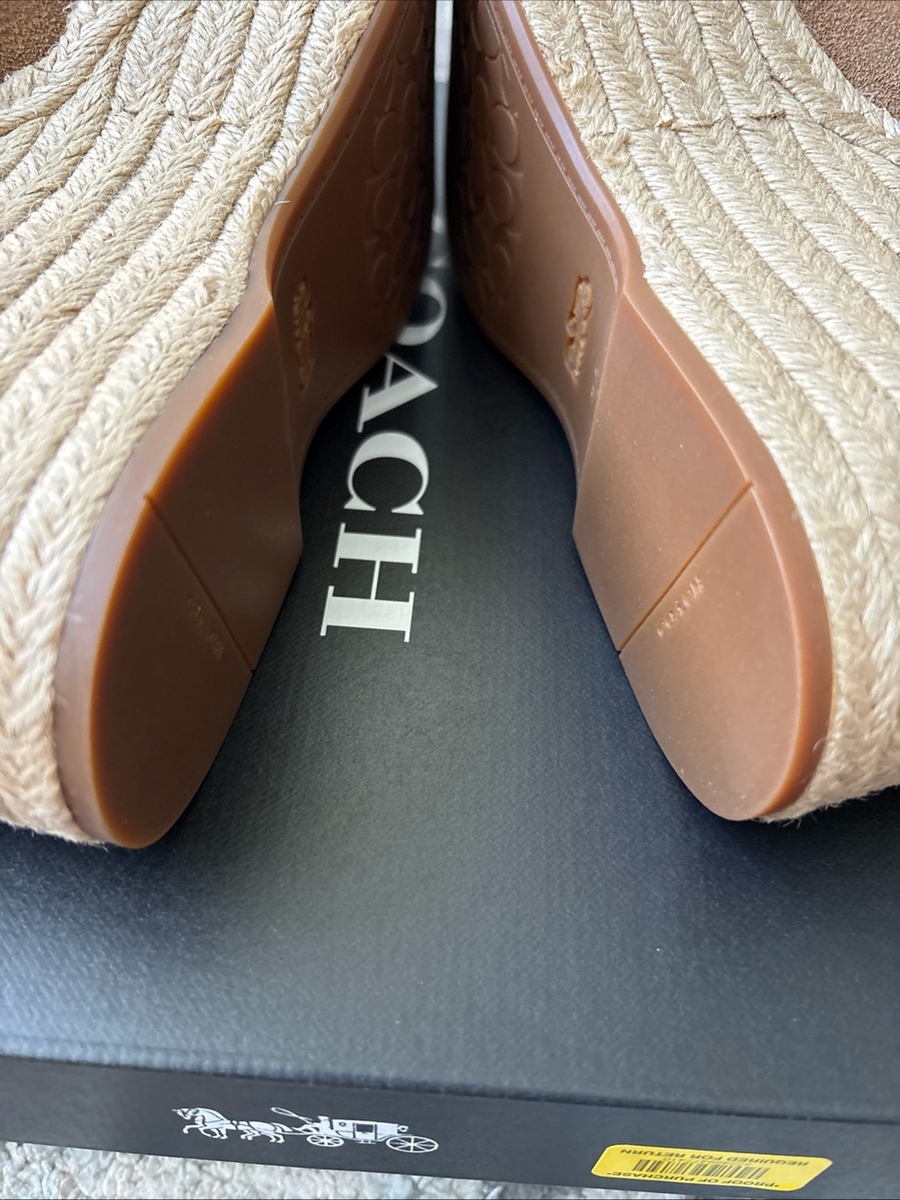 COACH Signature Suede Logo Espadrille Platform Wedge Slide Sandals Size-9.5 New - Picture 11 of 13